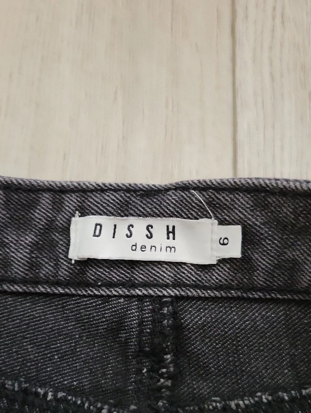 DISSH Charcoal Black Washed Denim Mini Skirt with Raw Hem - Picture 2 of 2